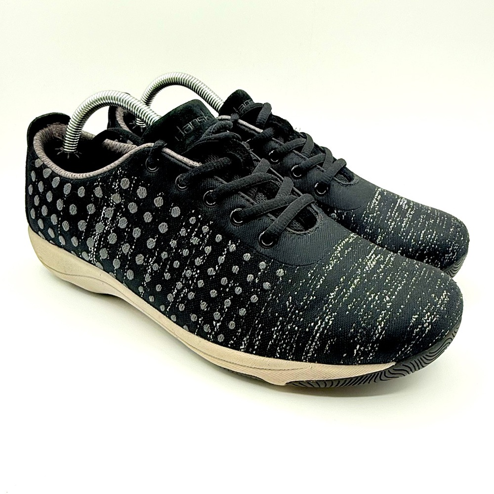 Dansko Hanna Black Grey Dot Sneakers Textile Lace Ups Size 10 Comfort Womens